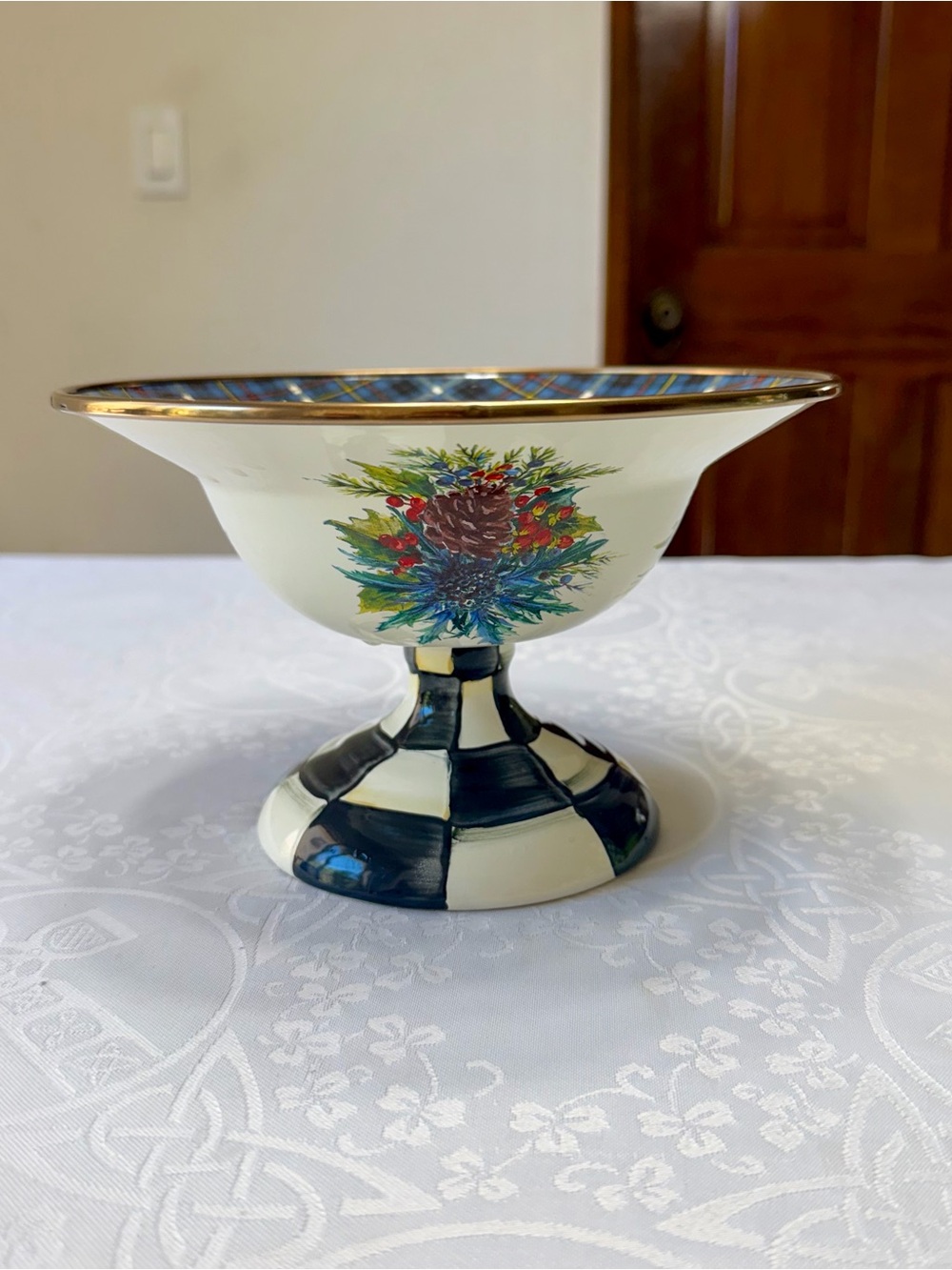 MacKenzie-Childs Highbanks Courtly Check Small Compote